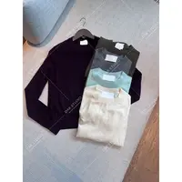 DAR STUDIO 高线 2股18针60支100美丽诺羊毛单边圆领长袖针织衫