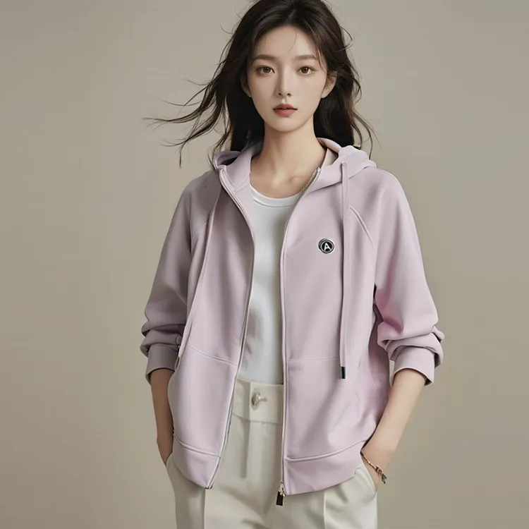 显瘦长袖宽松型字母卫衣厚款连帽百搭秋季户外女士开衫外套女新款