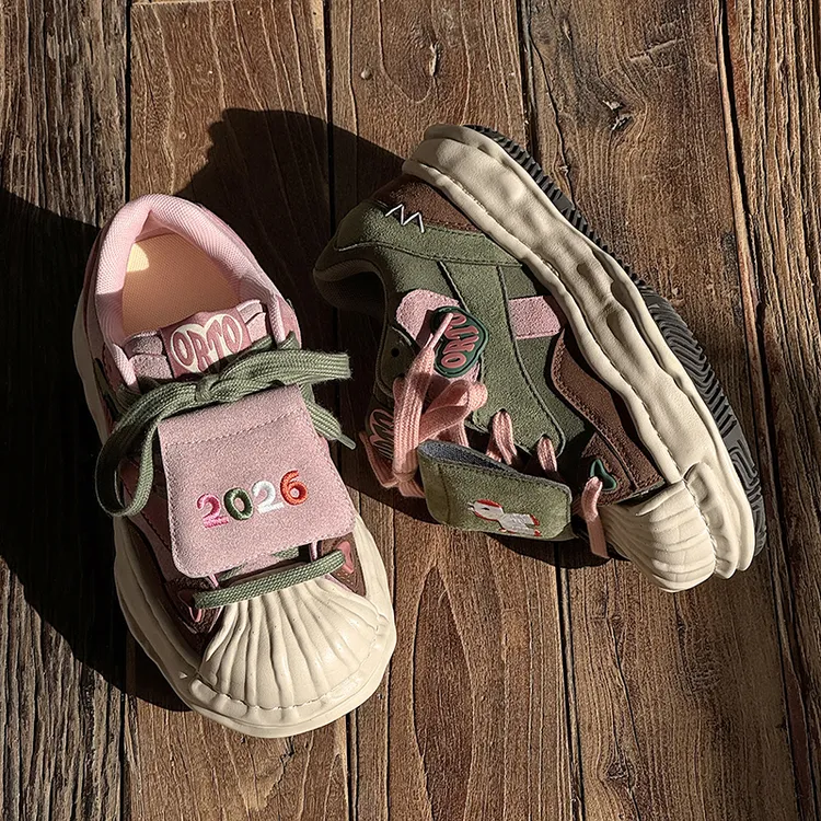 马年贺岁~小众潮鞋溶解贝壳头厚底板鞋男女鞋7cm增高鸳鸯色休闲鞋