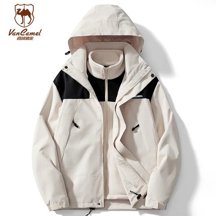 VANCAMEL/西域骆驼户外情侣款三合一冲锋夹克防风防水外套23658-B