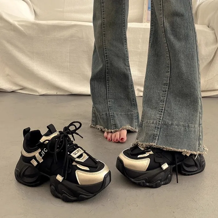 【啄木鸟】显脚小港风厚底老爹鞋女春秋百搭炸街2025新款爆款增高休