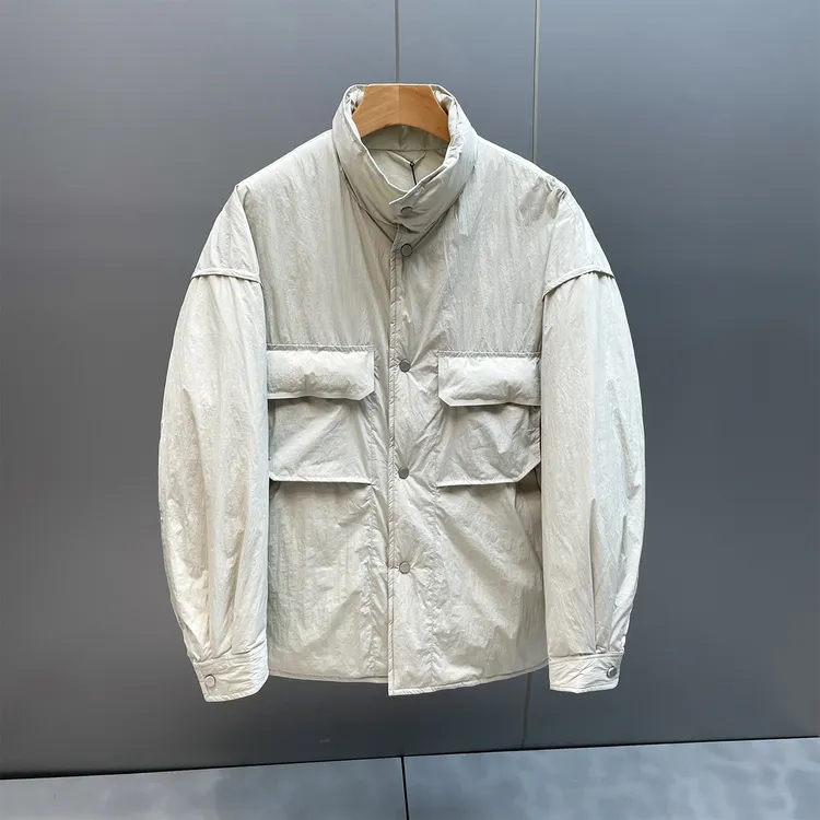 秋冬款简约休闲男士羽绒服冬季时尚纯色百搭保暖立领男装衬衫外套