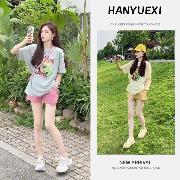 夏季一整套女装2025新款韩版休闲遮肚显瘦气质短袖上衣短裤两件套