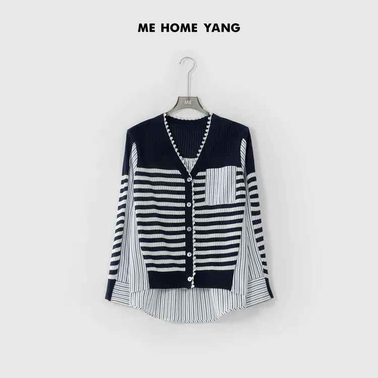 ME【法式针织拼接开衫】轻奢极简百搭休闲小众设计款时尚MEQA1116