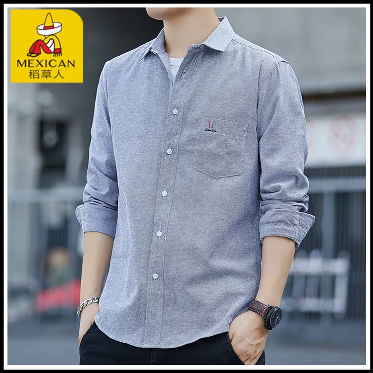 Mexican/稻草人长袖衬衫男士2025春新款高级感潮流百搭上衣服