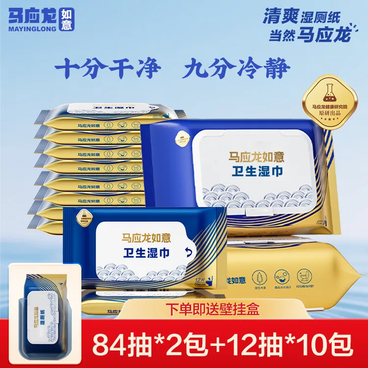 马应龙湿厕纸卫生湿巾组合装有志青年日常清洁护理湿厕巾送壁挂盒