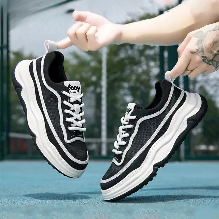 男士透气新款复古薄款单网厚底轻便百搭运动休闲鞋子男款夏季网鞋