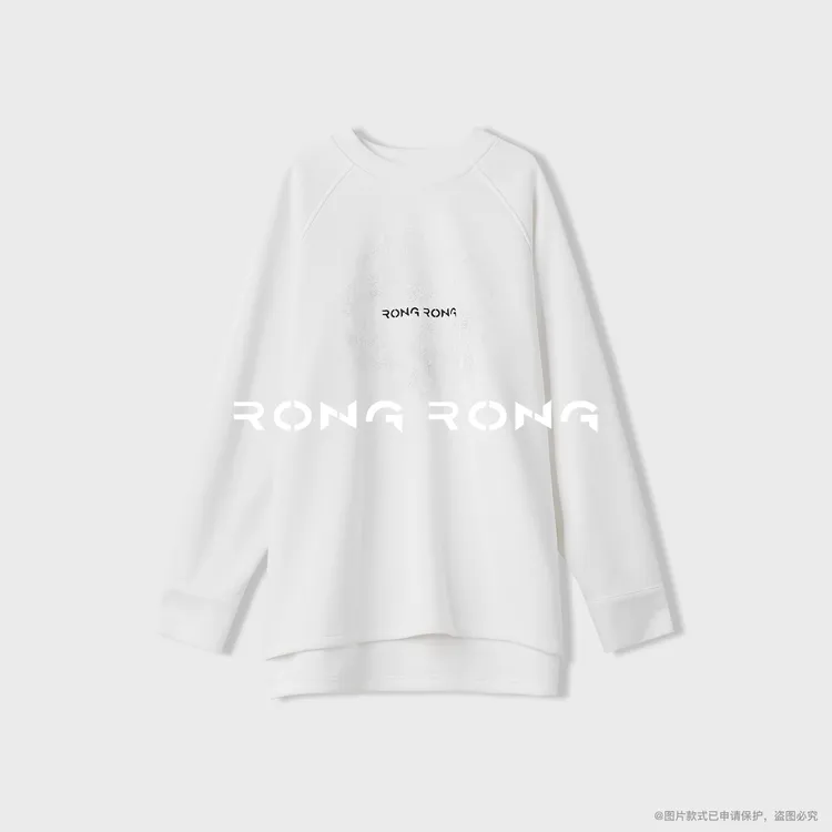 溶溶【寒梅霜菊】RONGRONG 圆领艺术刺绣复合银狐绒长袖T恤2502K900