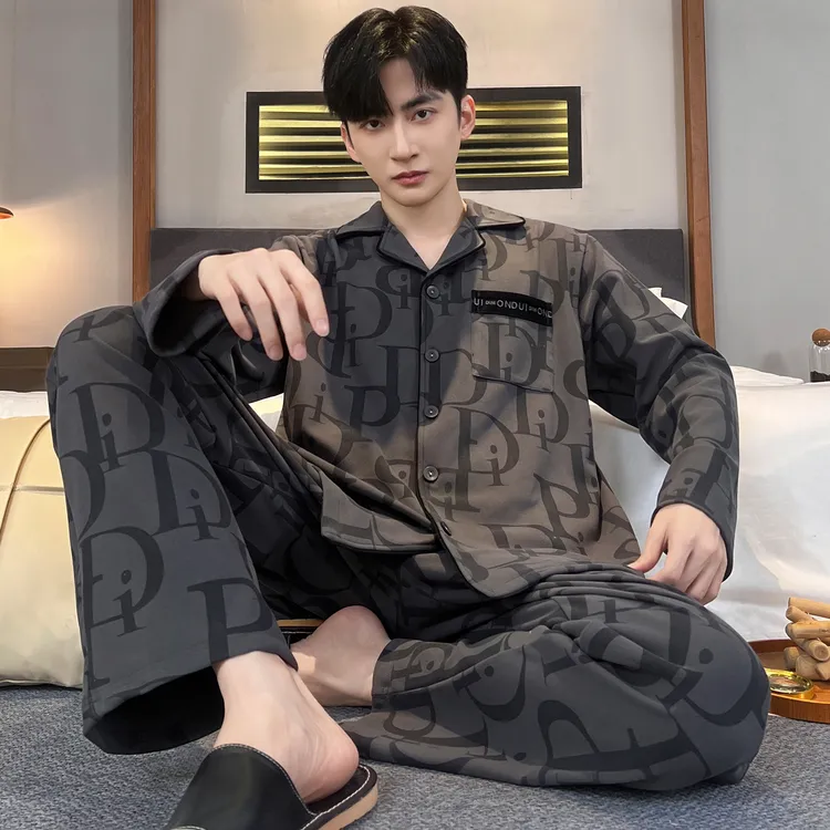 可外穿睡衣男士春秋季德绒长袖加厚保暖发热冬天青少年家居服套装