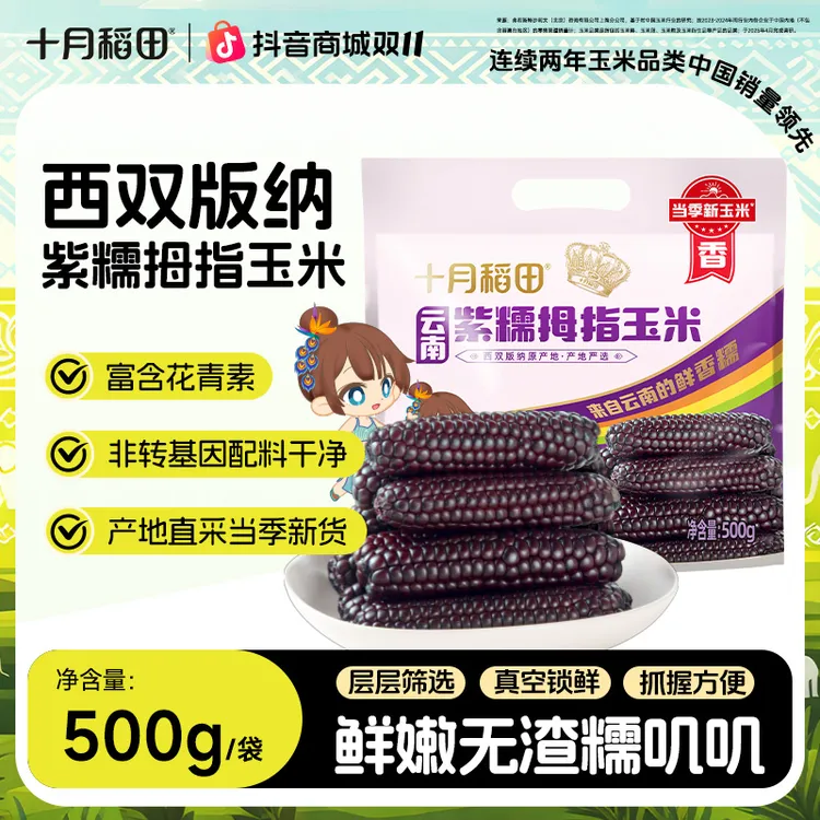 【西双版纳直采】十月稻田云南紫金拇指玉米紫糯当季新玉米儿童粗粮