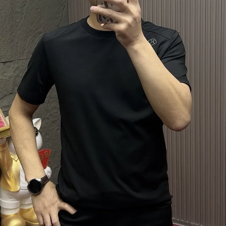 8867#纯色t恤商务冬季加绒短袖圆领男士简约T恤打底衫休闲