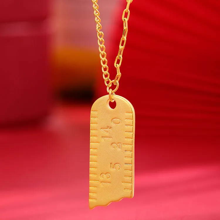 铜合金项链 新品项链双面尺子个性时髦一生一世有你足矣男女金色