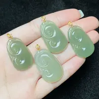 【小宝珠宝】19 T67590-18K金镶和田玉吊坠-多样性发一件-28x17x3mm