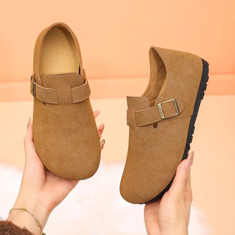 秋季时尚休闲皮标女鞋休闲风保暖舒适外穿透气百搭软底勃肯鞋通勤