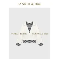 FANRUI/泛芮「自在独白 」莱赛尔+棉气质翻领百搭卫衣假两件B18158