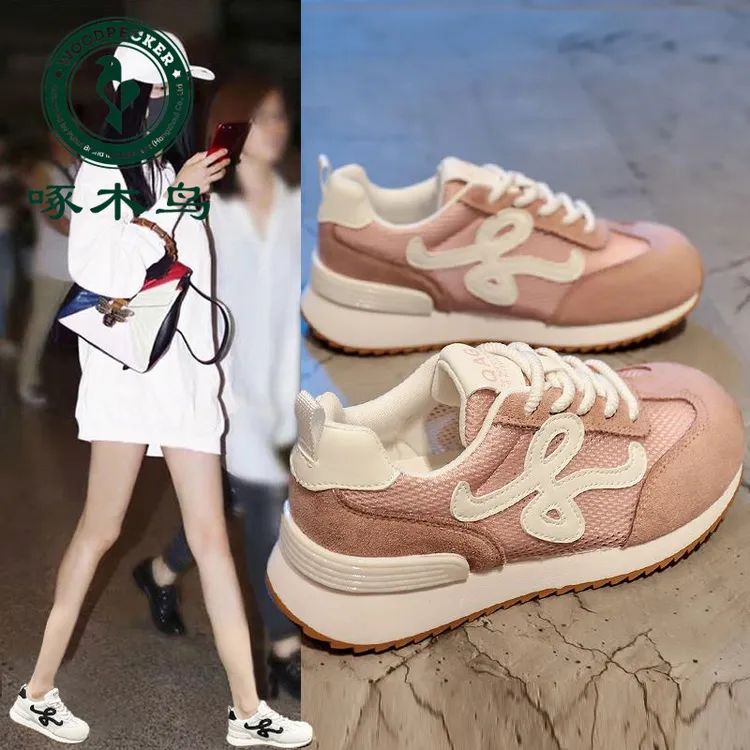 啄木鸟爆款网面阿甘鞋女2025夏季新款百搭薄款透气老爹鞋休闲鞋女