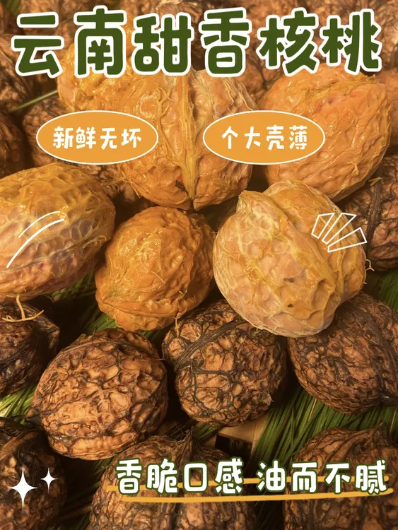 云南高山薄皮现摘新鲜湿核桃饱满成熟去青皮坚果