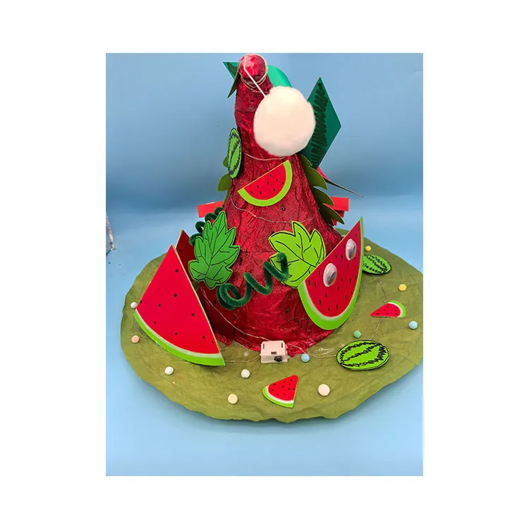 变废为宝 废旧利用环保彩色 水果帽子 成品 秋天丰收蔬菜帽子定制