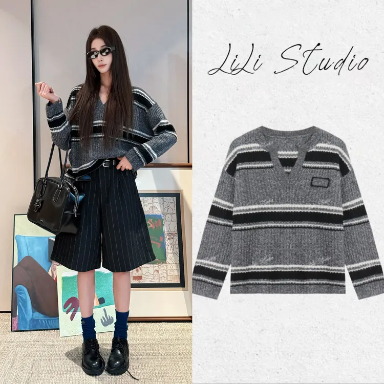 PCNY丨不理理「横序暖冷」进口绵羊毛山羊绒桑蚕丝撞色条纹衫女