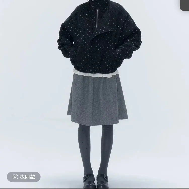 【冬上新】韩系甜美波点毛领短款棉服女冬季加厚保暖外套