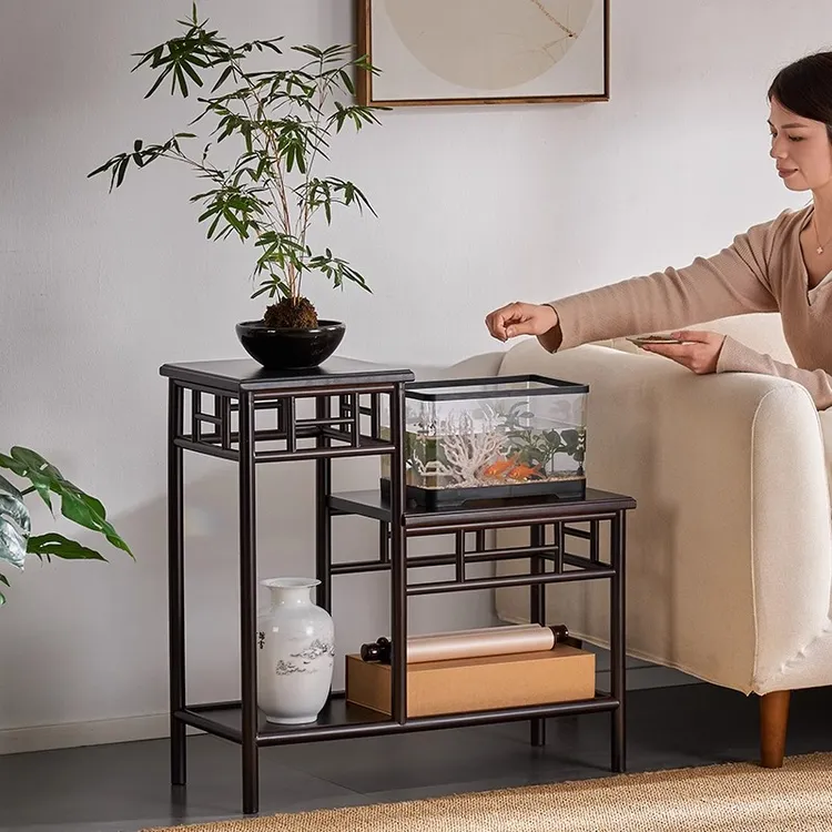 鱼缸架子水族箱底柜高低落地式多层置物架新中式花几盆景绿植摆放