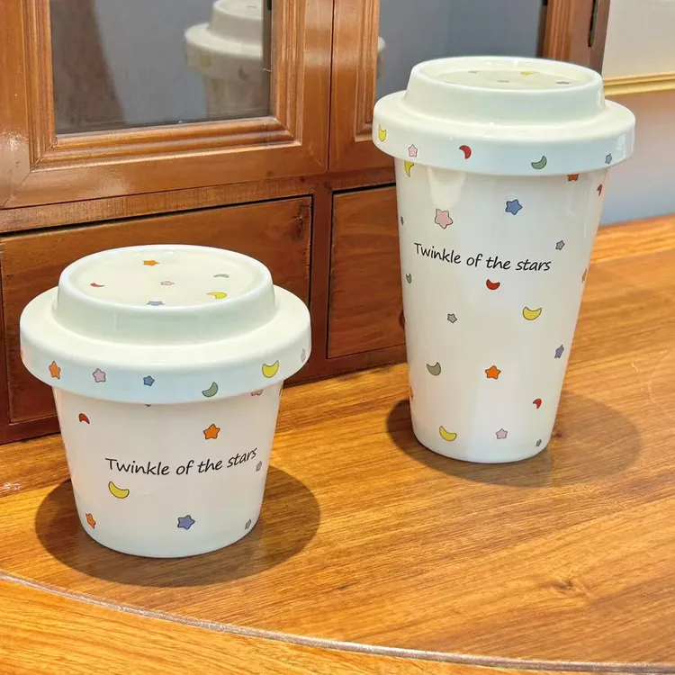 【明星同款】陶瓷杯带盖马克杯随手杯喝水杯咖啡杯高颜值学生家用