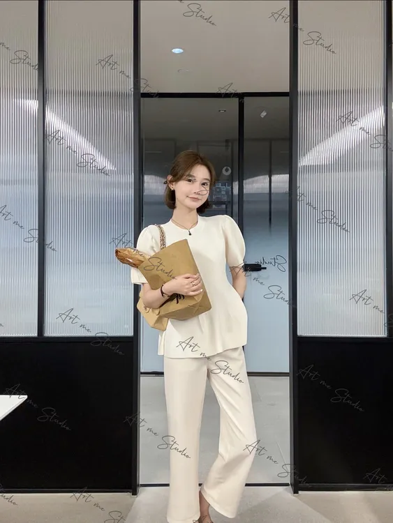 小冰箱裤筷子腿开叉ART刺绣必入通勤显瘦直筒九分小脚裤w1610w2