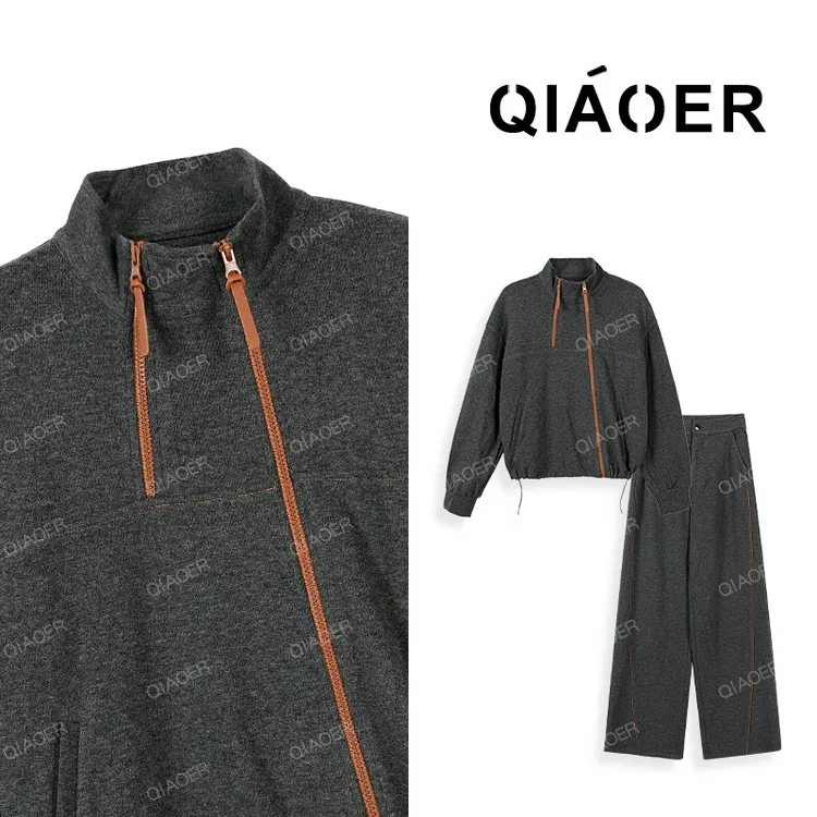 乔儿定制【慵懒时光】木浆纤维长袖运动百搭时尚套装户外休闲两件套