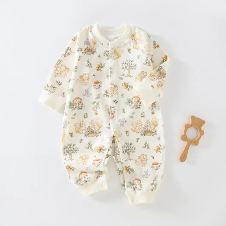 A类纯棉长袖新生婴幼儿春秋宝宝爬服男女宝通用哈衣长爬新生护肚