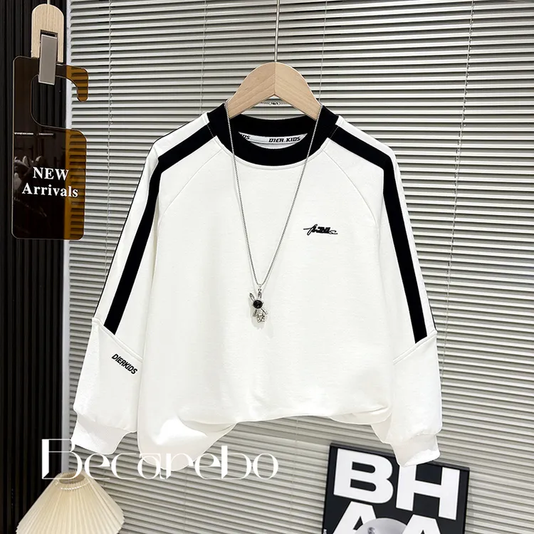 【淏妈原创】青少年童装男童冬装上衣中大童宽松加绒卫衣长袖打底衫