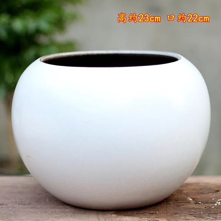 大号白色陶瓷花盆透气简约室内绿植盆栽客厅花盆