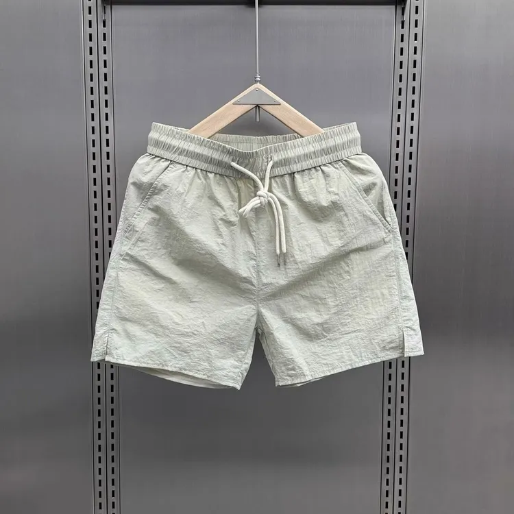 夏季薄款速干短裤男士潮流休闲分裤情侣抽绳色轻薄沙滩裤BQ