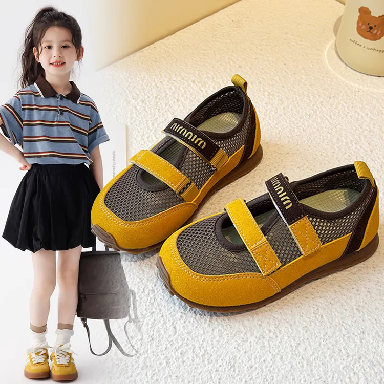 ABC女童运动鞋2025新款网面透气韩版玛丽珍鞋浅口单鞋公主鞋凉鞋