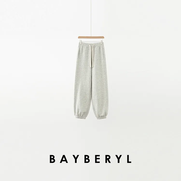 BAYBERYL老贝芝麻裤*加绒束脚松紧腰点子休闲裤XXK5K2801-12/20