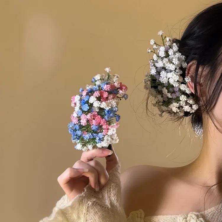 刘亦菲神仙姐姐同款满天星仿真花头饰发夹氛围感后脑勺簪花发饰