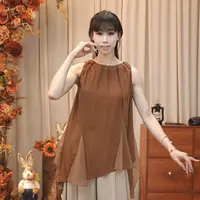 MuMu夏季新品挂脖叠纱舞服现代舞服练功服上衣