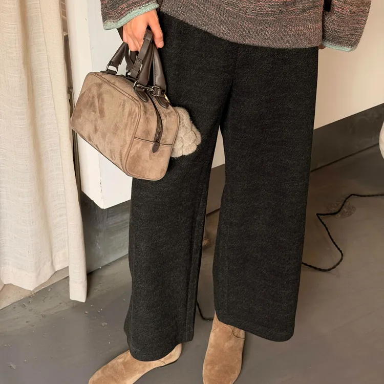 Ms.Qnn“质感西裤”精致山羊绒桑蚕丝秋冬九分西装直筒裤52P985 Q姐