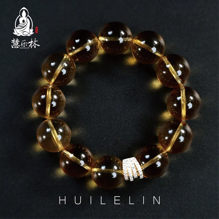 慧乐林【金珀凝光】黄水晶手串一物一拍男女同款天然水晶
