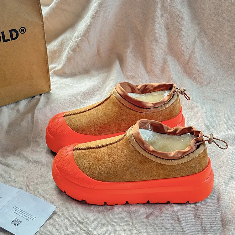 男士彩壳雪地靴塔斯曼厚底男女款冬季2025新款低帮加绒保暖棉鞋潮