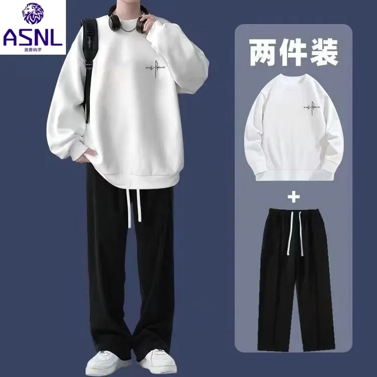 奥赛纳罗圆领青年卫衣青少年休闲运动套装韩版两件男士时尚