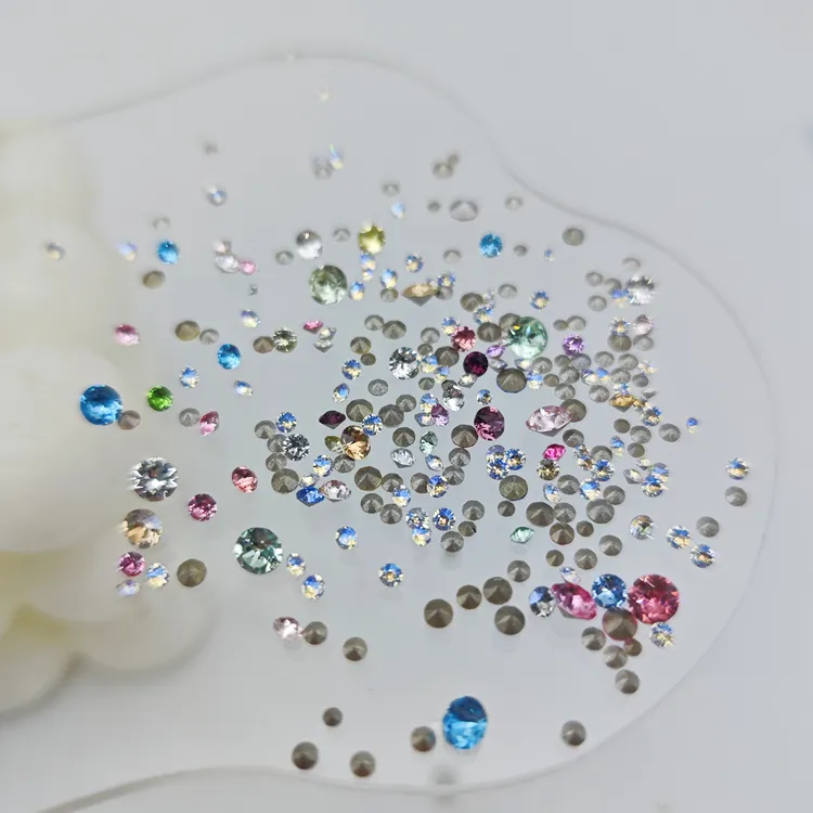 新款小号混彩色33切圆尖美甲钻饰品流行爆亮奢华超闪指甲配饰用品