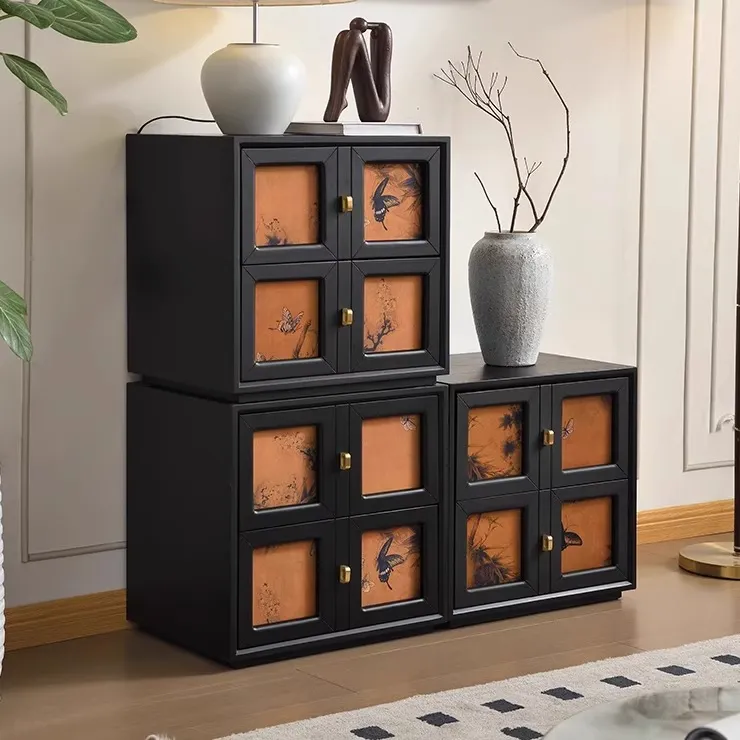 香云纱中古组合柜模块化收纳实木柜实木床电视柜复古餐边柜储物柜