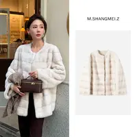 M.SHANGMEI.Z/沐熙【漫天飞雪】美大哥薰衣草圆领水貂皮草X113232