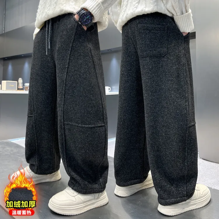 男童加绒韩版卫裤2025年新款秋冬新款运动休闲加厚裤子中大童潮流