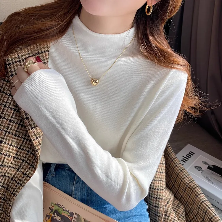 半高领打底衫女秋冬内搭2025新款白色毛衣爆款针织衫春秋软糯上衣