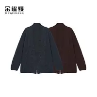 金雀绫【暖绒时光】设计款复古340克加宽加大羊毛开衫SZAK3TLDFG88