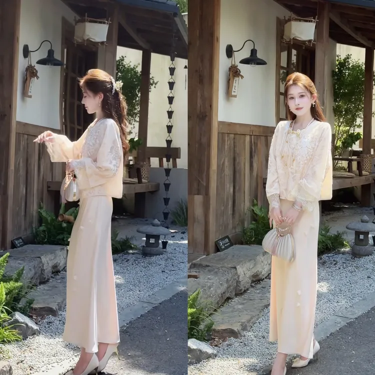 【婷婷】《洛阳花》人丝丝绒刺绣 吊带裙套装 TTH2SQ779【Q】