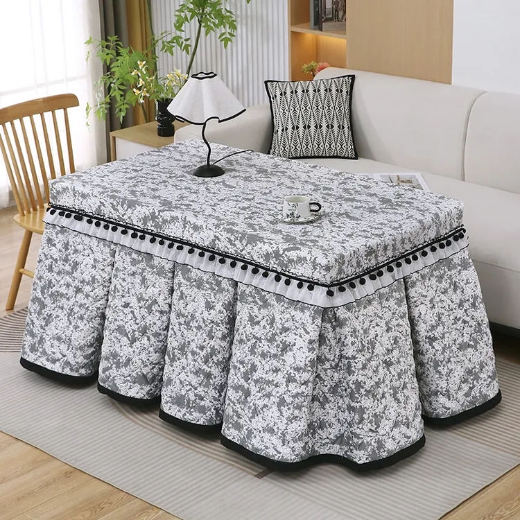 2025新款浮雕大裙摆电炉罩电暖炉桌套长方形茶几烤火罩烤炉套子