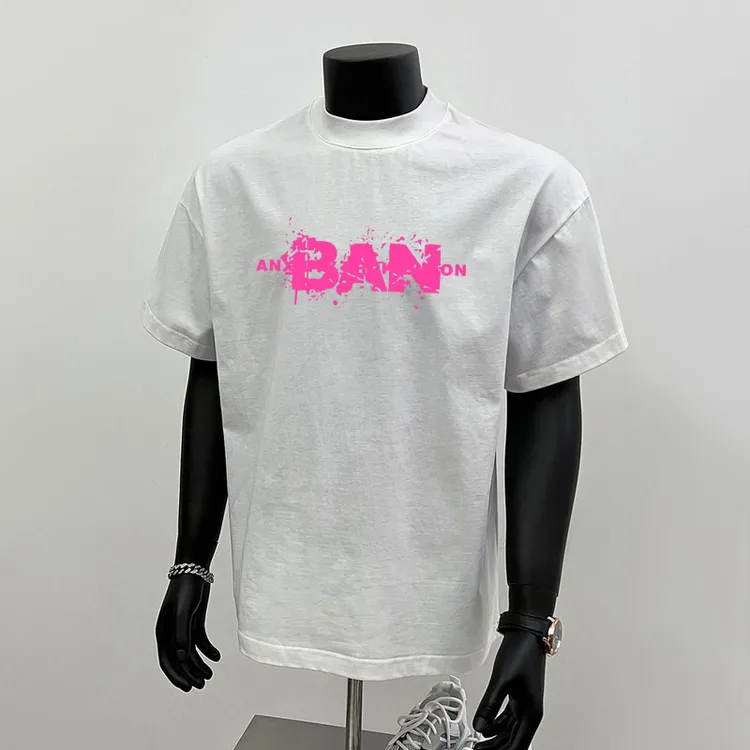 2025夏季新款重磅硬挺短袖t恤男女美式潮牌设计字母印花百搭体恤