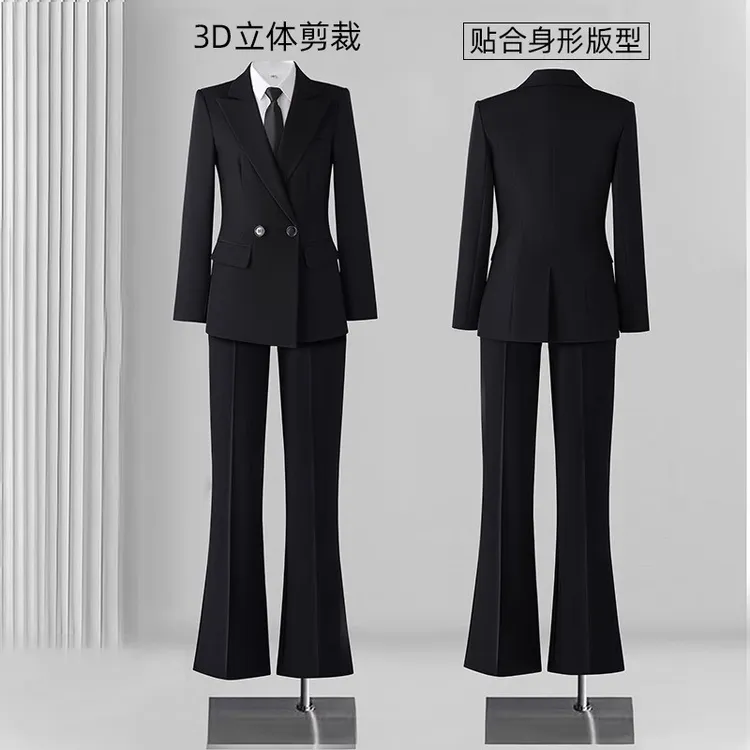 西装套装女职业正装大学生面试工作服气质休闲高级感黑色西服外套